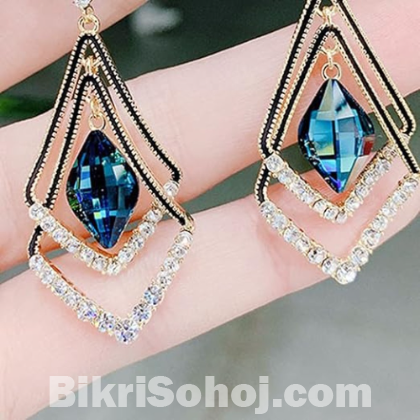 Fashion Rhombus Sapphire Earrings